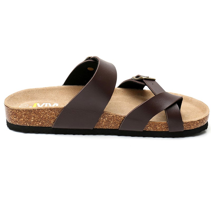 WTW Men's Cork Footbed Sandals Slip on Beach Slide Slipper Shoes with Adjustable Metal Buckle Strap for Men Causal Style - Image 4